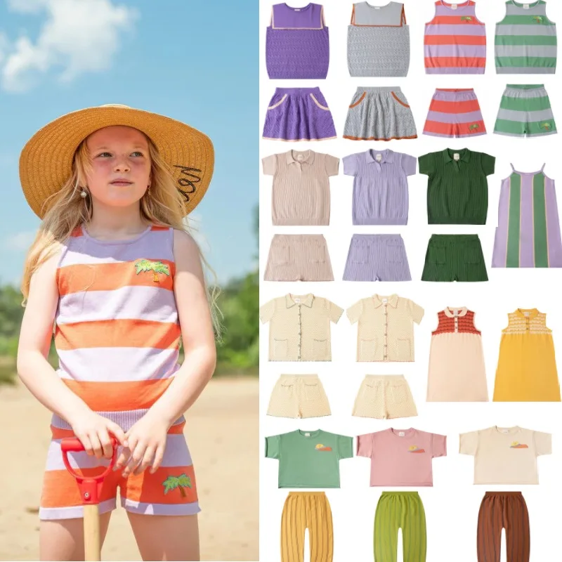 Children's Short-sleeved 2024 Summer Fashion Bow Girls Knitted Tops Cotton Cartoon Boys T-shirt Pants Suit Children's Clothing
Children's Short-sleeved 2024 Summer Fashion Bow Girls Knitted Tops Cotton Cartoon Boys T-shirt Pants Suit Children's Clothing