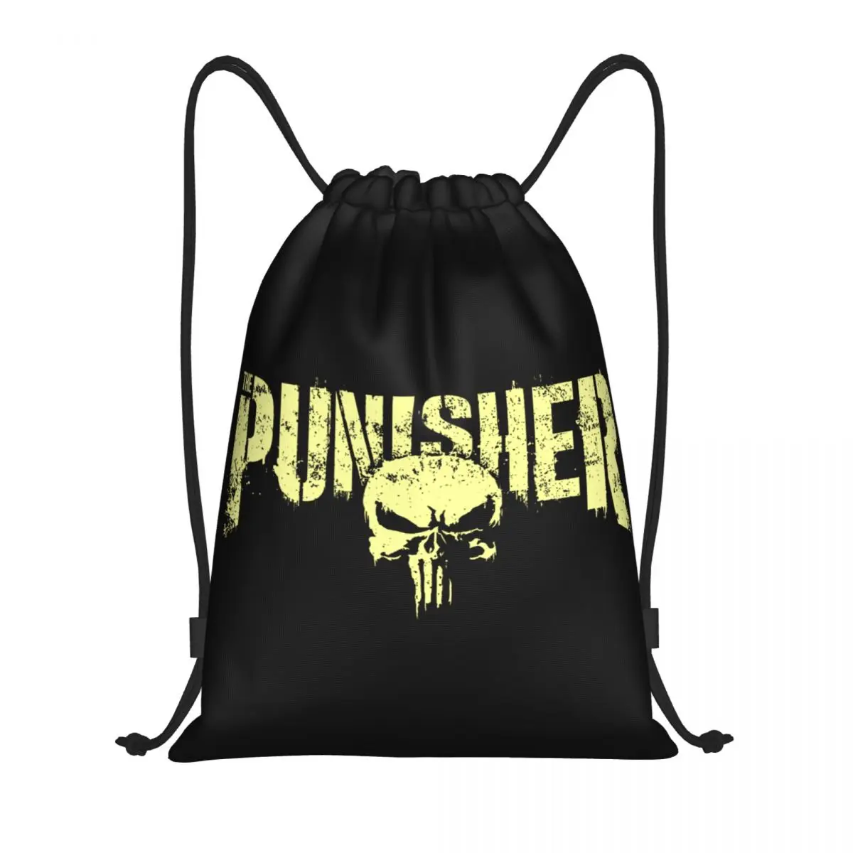 

Custom Superhero Drawstring Bags Men Women Lightweight Punisher Skull Symbol Sports Gym Storage Backpack