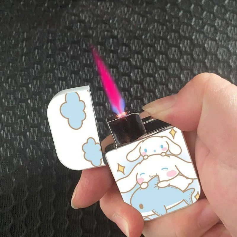 

Windproof Visible Pink flame Cigar Lighter Cartoon Creative Rolling Grinding Lighters Metal Butane Gas high value for girlfriend