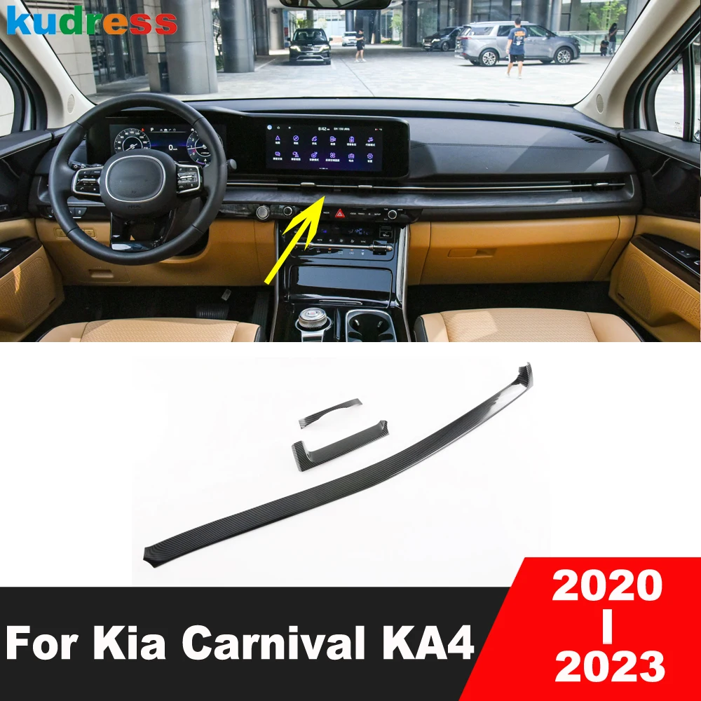 

For Kia Carnival KA4 2020 2021 2022 2023 Carbon Car Center Console Dashboard Panel Cover Trim Molding Strip Interior Accessories