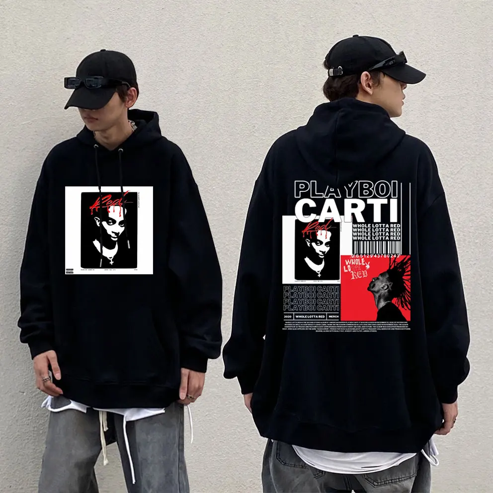 

Hip Hop Rap Playboi Carti Whole Lotta Red Music Album Aesthetic Hoodie Men Oversized Streetwear Male Casual Sweatshirt Pullover