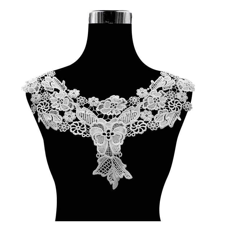 

2PCS Water soluble lace neckline milk silk embroidery corsage DIY three-dimensional hollow collar false collar embroidered colla