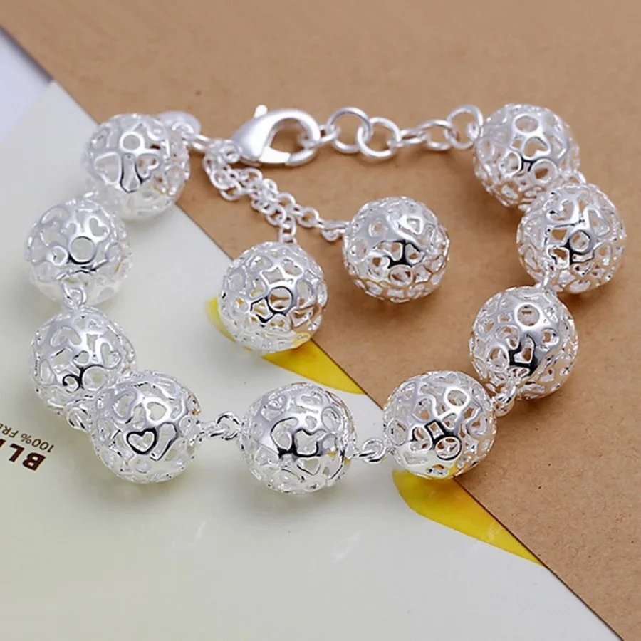 Beautiful Fashion Wedding 925 Sterling Silver Jewelry Women Charm Hollow Big Ball Bracelets Factory Price Free Shipping
Beautiful Fashion Wedding 925 Sterling Silver Jewelry Women Charm Hollow Big Ball Bracelets Factory Price Free Shipping