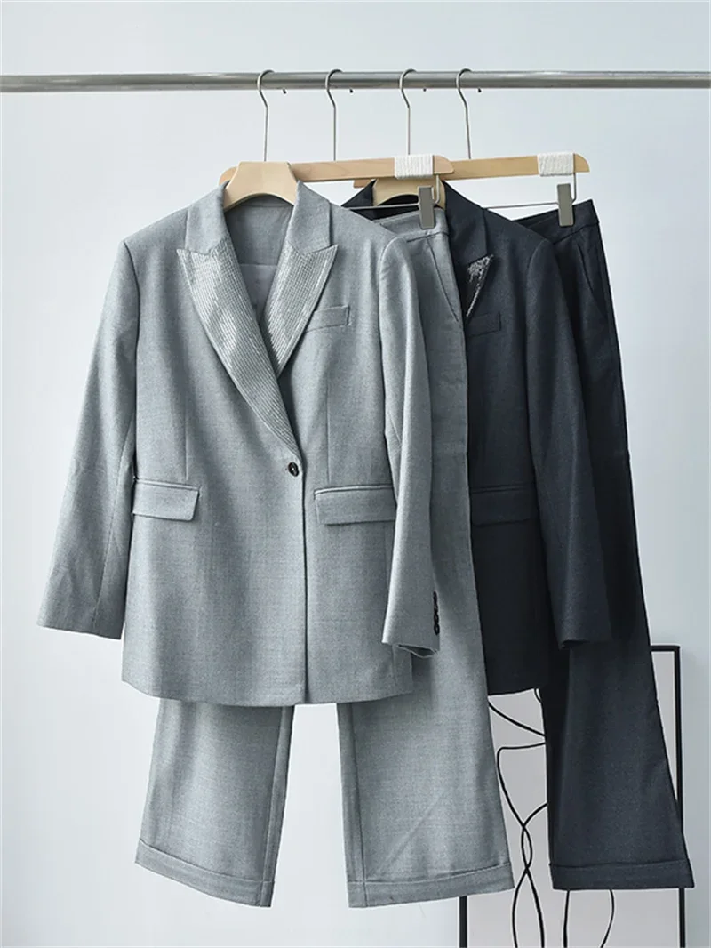 2023 Autumn New Fashion OL Suit For Women's Beading Button Blazer Coat and Edge Curl Straight Long Pants
2023 Autumn New Fashion OL Suit For Women's Beading Button Blazer Coat and Edge Curl Straight Long Pants