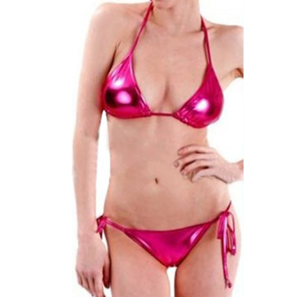 Women Beach Bikini Set Sexy Wet Look Faux Leather Bra Thong Panties Outfit Swimsuit Lace-up Underwear 2pcs Erotic Lingerie
Women Beach Bikini Set Sexy Wet Look Faux Leather Bra Thong Panties Outfit Swimsuit Lace-up Underwear 2pcs Erotic Lingerie