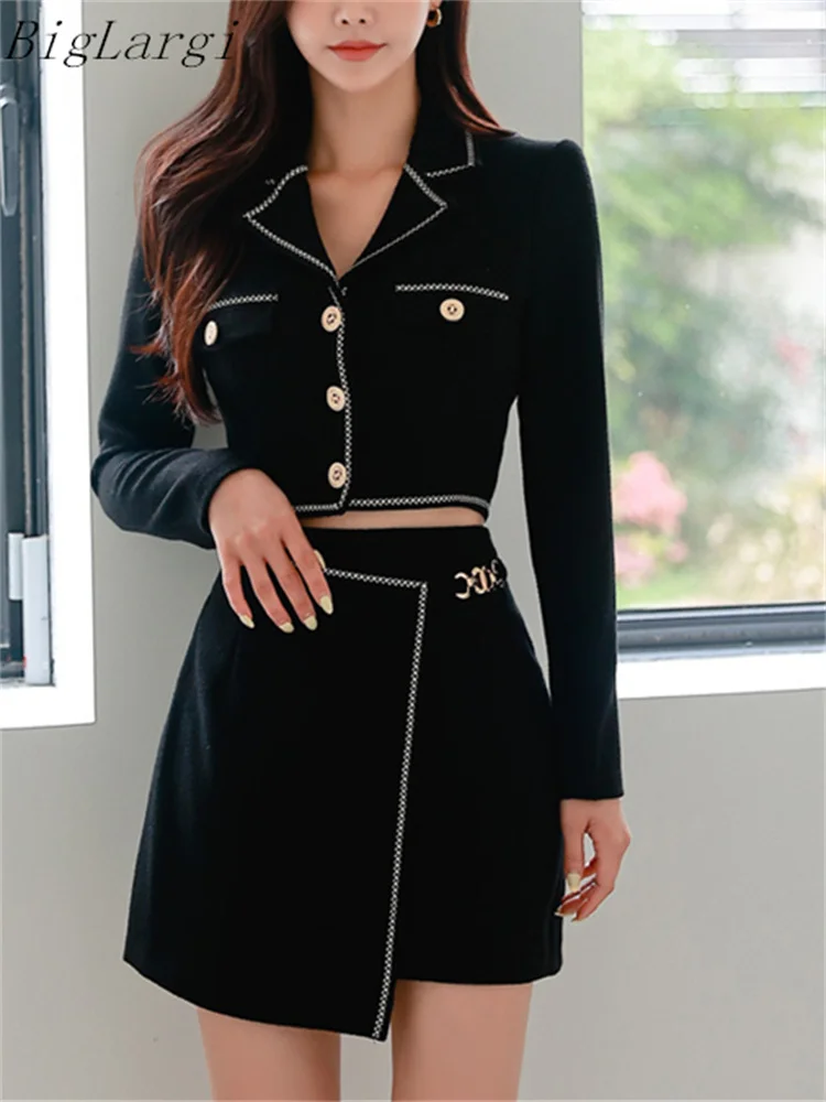 

2024 Spring Small Fragrance Skirt Sets Women Two 2 Piece Outfit New Elegant Short Coat Fashion Skirts Casual Women's Suit