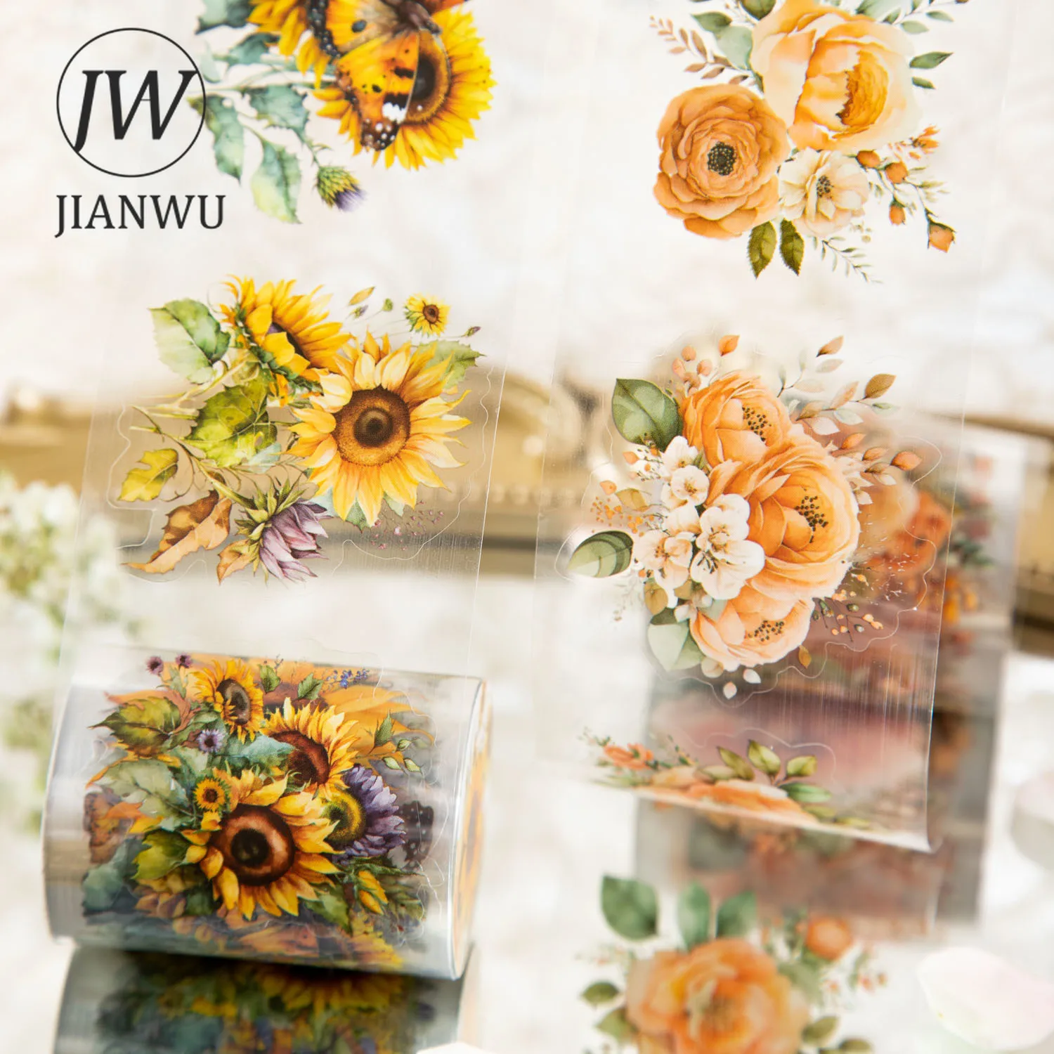 

JIANWU 50mm*200cm Meeting The Sea of Flower Series Vintage Plant Material Decor PET Tape Creative DIY Journal Collage Stationery