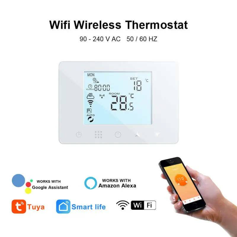 Tuya Wifi Smart Thermostat Wall Hanging Furnace Floor Heating Electric Gas Temperature Controller Work with Alexa Home
Tuya Wifi Smart Thermostat Wall Hanging Furnace Floor Heating Electric Gas Temperature Controller Work with Alexa Home