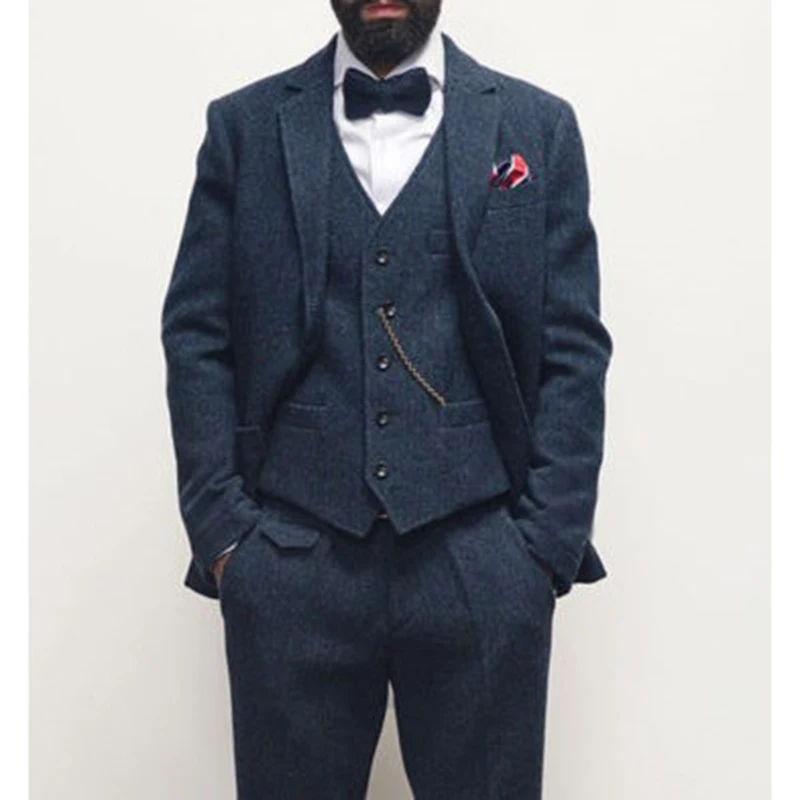 Wool Herringbone Suits for Men Notch Lapel Custom Business Italian Style Groom Tuxedo Wedding Costume (Blazer + Vest + Pants)
Wool Herringbone Suits for Men Notch Lapel Custom Business Italian Style Groom Tuxedo Wedding Costume (Blazer + Vest + Pants)