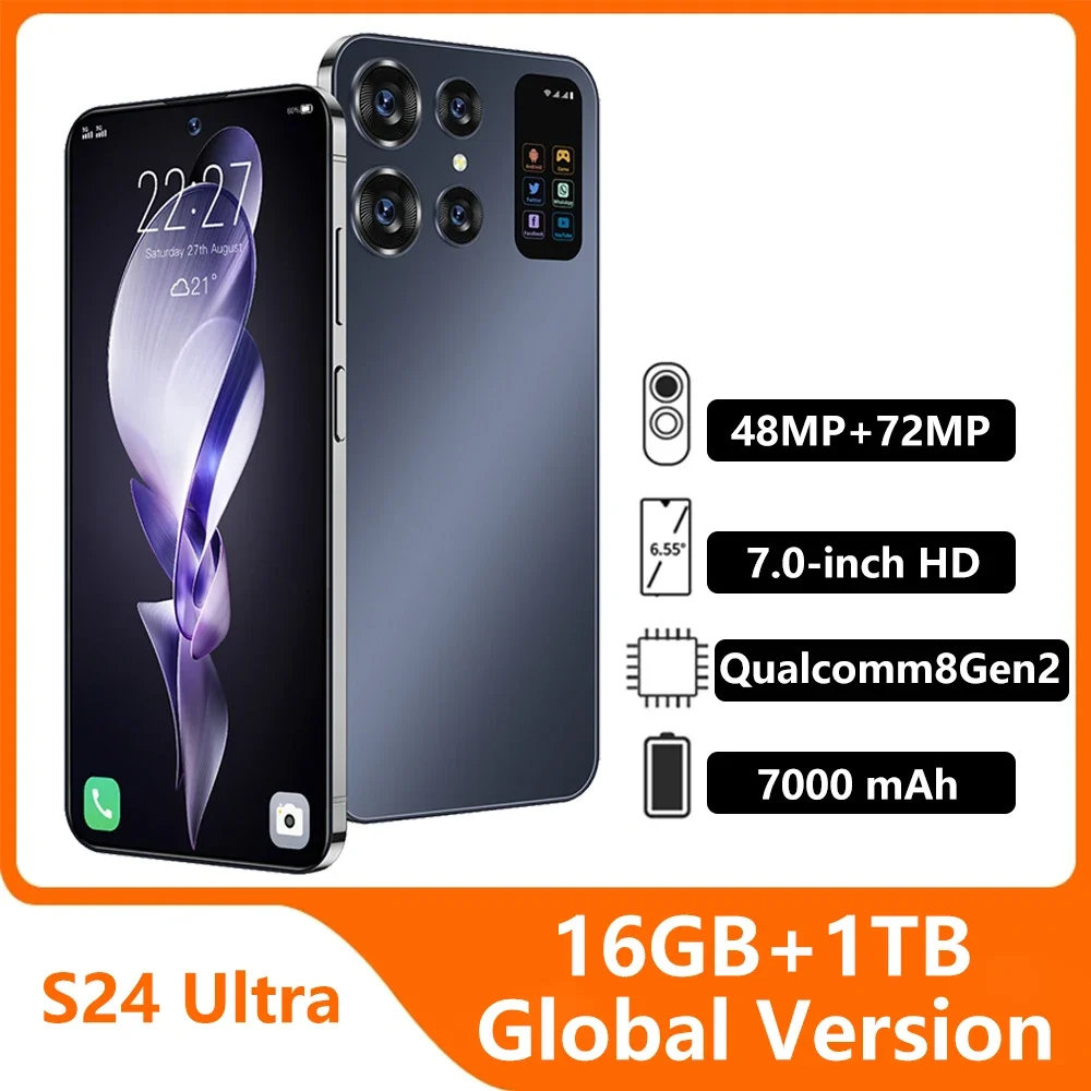Mini Smart phone S24 Ultra Dual Sim Cell Smartphone Android 16G+1T 7.0 Lnch HD Scren Celular 7000mAh Celulares En Oferta Celular
Mini Smart phone S24 Ultra Dual Sim Cell Smartphone Android 16G+1T 7.0 Lnch HD Scren Celular 7000mAh Celulares En Oferta Celular