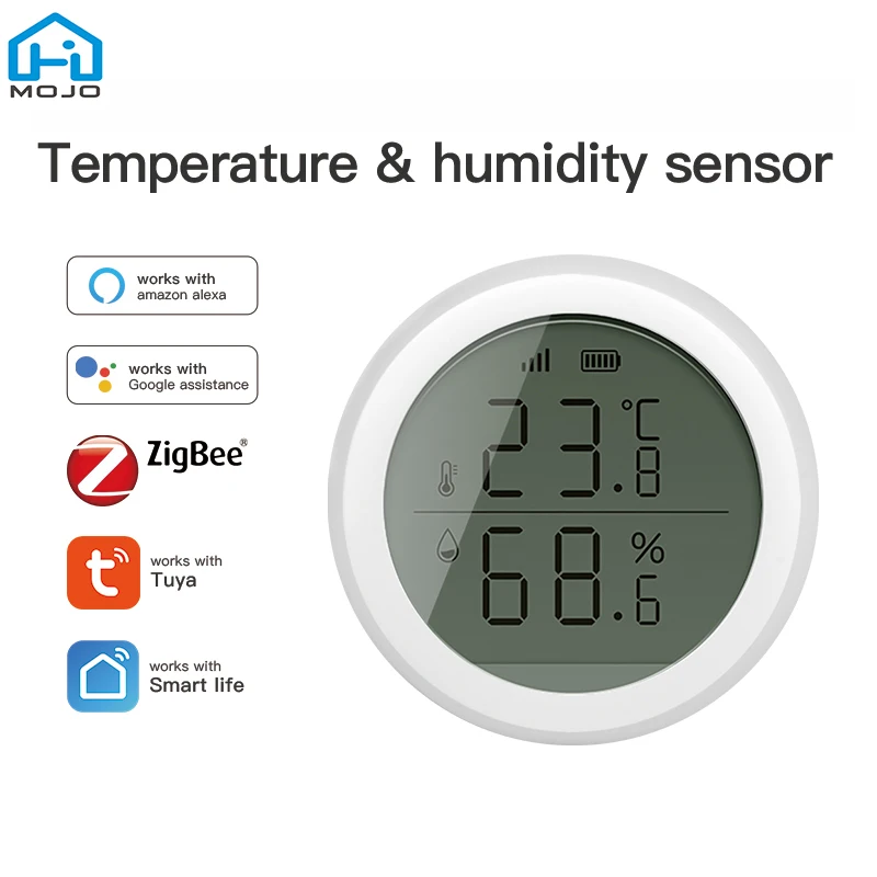 

ZigBee Tuya Smart Thermometer Home Indoor Temperature And Humidity Sensor With LCD Display APP Voice Control Alexa Google Home