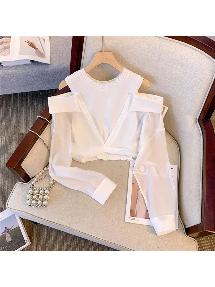 Women Patchwork White Shirts and Blouse Y2k Vintage Korean Style Harajuku 90s Elegant Long Sleeve Shirt Top 2023 Clothes Autumn
Women Patchwork White Shirts and Blouse Y2k Vintage Korean Style Harajuku 90s Elegant Long Sleeve Shirt Top 2023 Clothes Autumn