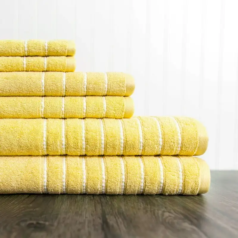 

Cotton 6 Piece Towel Set in Bright Yellow Towels bathroom Turkish beach towel Toallas de playa grandes Turkish towels Wash cloth