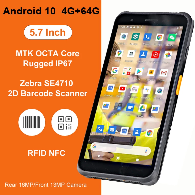 

RUGLINE 5.7 Android 10 4G+64G Rugged 1D 2D Handheld Barcode Scanner Data Collector WiFi 4G GPS PDA Barcodes Reader POS Terminal