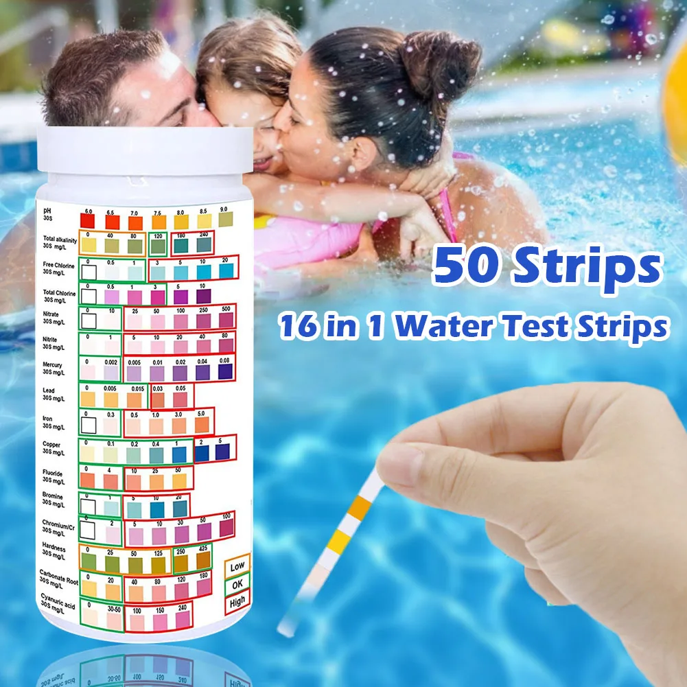 16 In 1 Swimming Pool Spa Water Test Strips Nitrate Nitrite PH Hardness Drinking Water Test Kit Strips Home Water Quality Test
16 In 1 Swimming Pool Spa Water Test Strips Nitrate Nitrite PH Hardness Drinking Water Test Kit Strips Home Water Quality Test