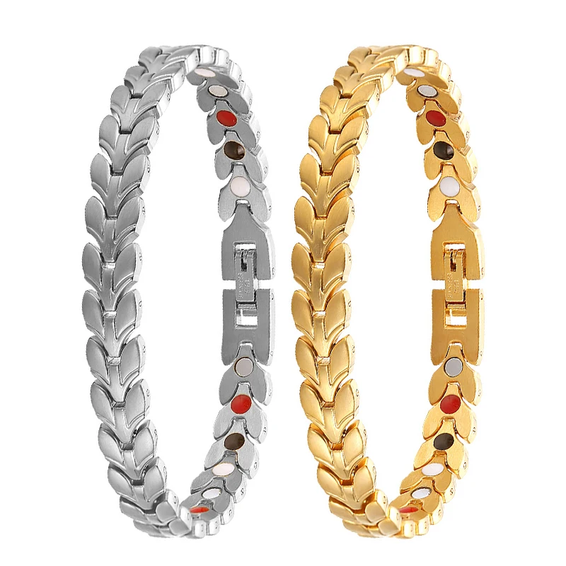 Befoshinn Новинка 18k позолоченные женские ювелирные браслеты в форме листа медицинские магнитные модные браслеты с защитой от излучения для женщин
Befoshinn Новинка 18k позолоченные женские ювелирные браслеты в форме листа медицинские магнитные модные браслеты с защитой от излучения для женщин