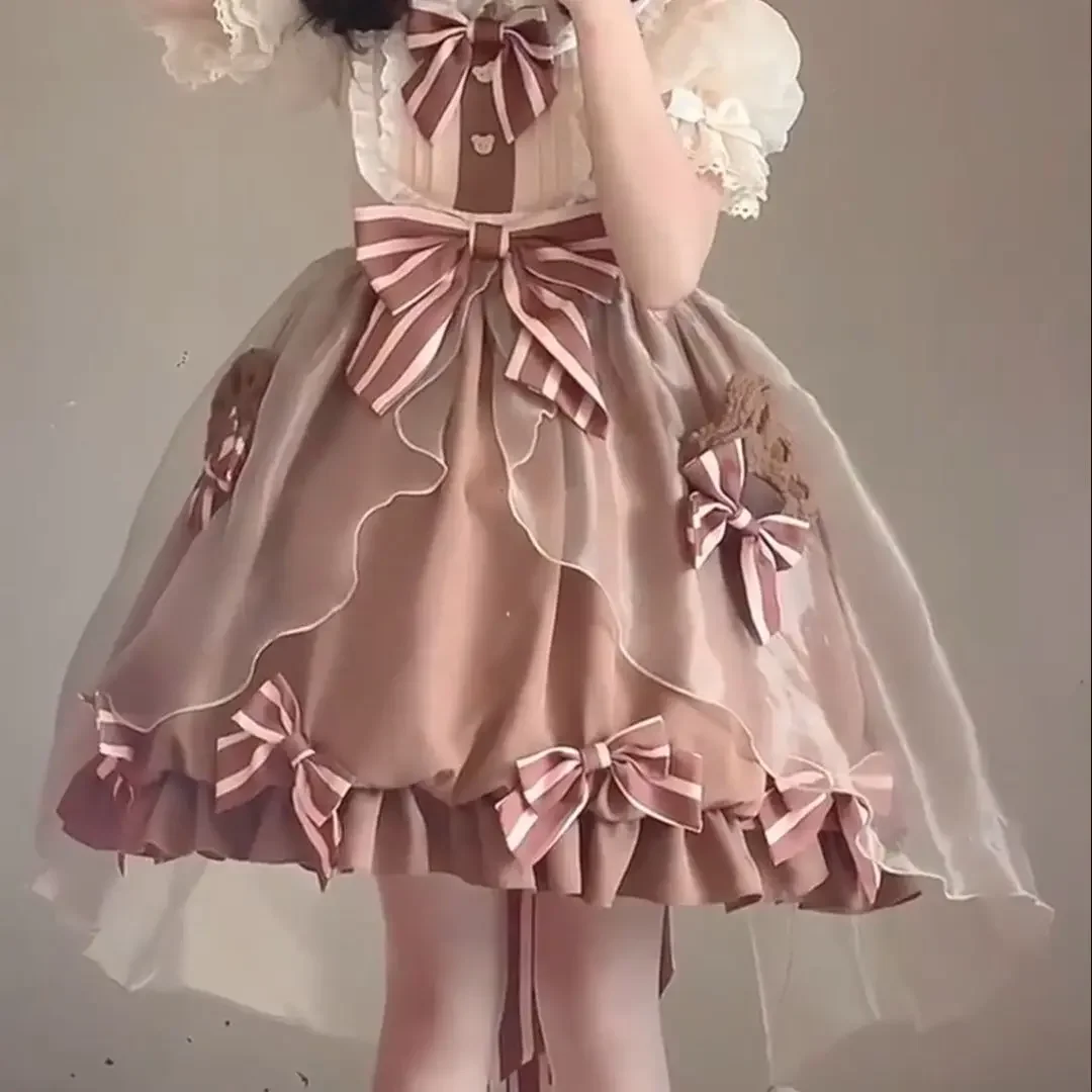 Cute Girls Kawaii Lolita Set Cute Shirt Girls Fall Winter Sleeveless Dress Striped Bear jsk Floral Dress Lolita Dresses
Cute Girls Kawaii Lolita Set Cute Shirt Girls Fall Winter Sleeveless Dress Striped Bear jsk Floral Dress Lolita Dresses