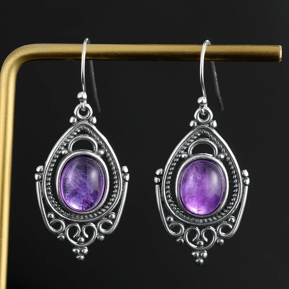 Natural 8*10MM Amethyst Earrings Retro Style 925 Sterling Silver Earrings for Women Luxury Ear Jewelry Gift
Natural 8*10MM Amethyst Earrings Retro Style 925 Sterling Silver Earrings for Women Luxury Ear Jewelry Gift