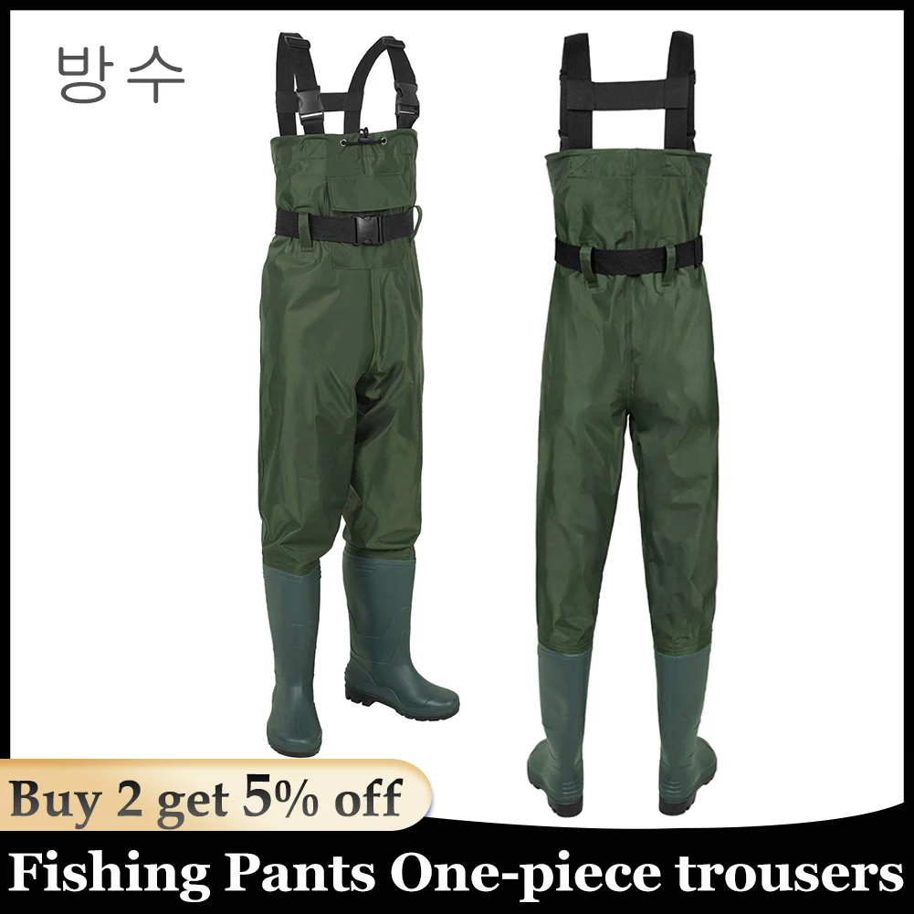 

Fishing Jumpsuit Fishing Waders Hunting Suit Waterproof Nylon One-piece Trousers With Boots Fly Fishing Clothes Overalls