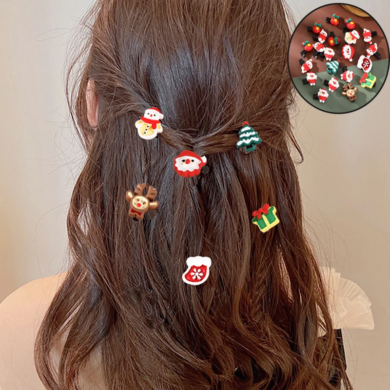 

6/5PCS Christmas Hairpin Fashion Santa Claus Elk Snowman Christmas Tree Hair Clips For Women Barrettes Headband Hair Accessories