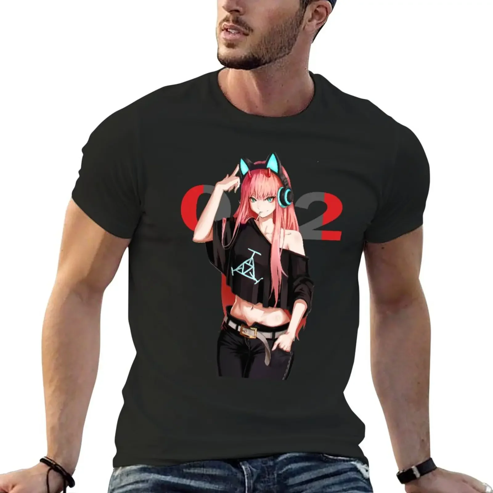 

Zero Two Anime Girl Sticker T-Shirt customizeds sports fans hippie clothes big and tall t shirts for men