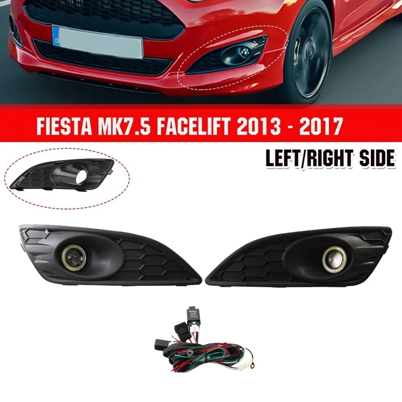 Передний бампер для Ford Fiesta 2013-2017, нижняя сотовая противотуманная фара, противотуманные фары в сборе, сменный комплект проводки, пара 
Передний бампер для Ford Fiesta 2013-2017, нижняя сотовая противотуманная фара, противотуманные фары в сборе, сменный комплект проводки, пара