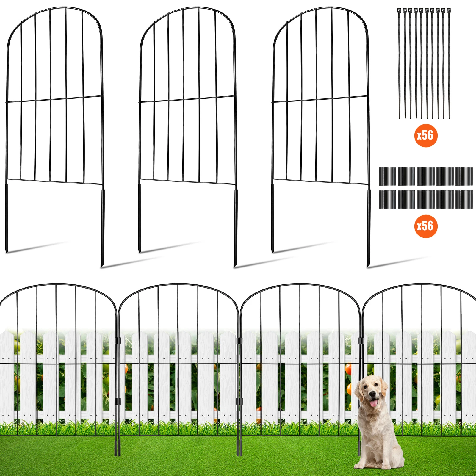 

VEVOR 28pcs Garden Fence No Dig Fence Animal Barrier Fence Underground Decorative Outdoor Garden&Yard Fencing Metal Dog Fence