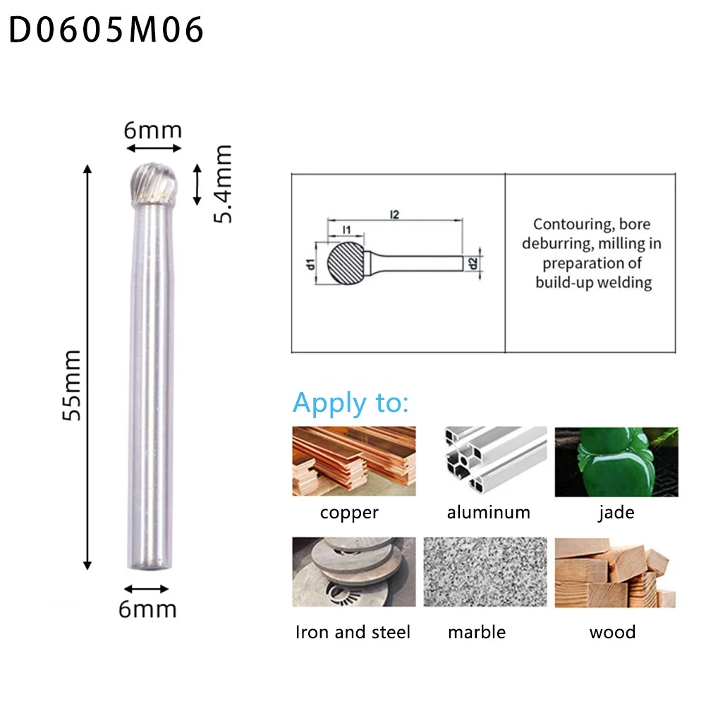 D Type Ball Head Rotary Burr Metal Cutter Single/Double Cut Tungsten Carbide Grinder Bits Carving Abrasive Rotary Power Tools
D Type Ball Head Rotary Burr Metal Cutter Single/Double Cut Tungsten Carbide Grinder Bits Carving Abrasive Rotary Power Tools