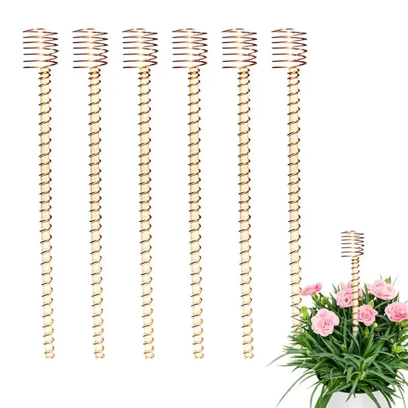 

Plant Stakes 6 PCS Gardening Copper Coil Antennas With Sticks Green Plant Stick For Support Lily Peony Rose Potted Tomato Indoor