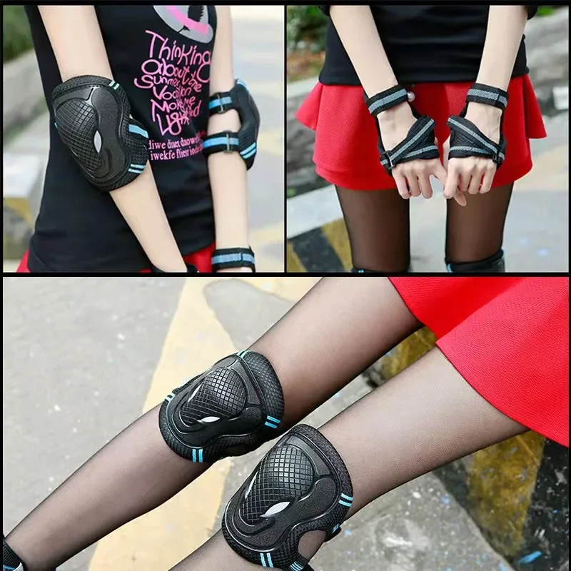6Pcs/Set Elbow Knee Pads Skating Protector Skateboard Bicycle Sports Protective Gear Riding Roller Wrist Guard Kids Adults BMX 27 S9ad392e6459c45e8bcc89b3dbe1d797fl