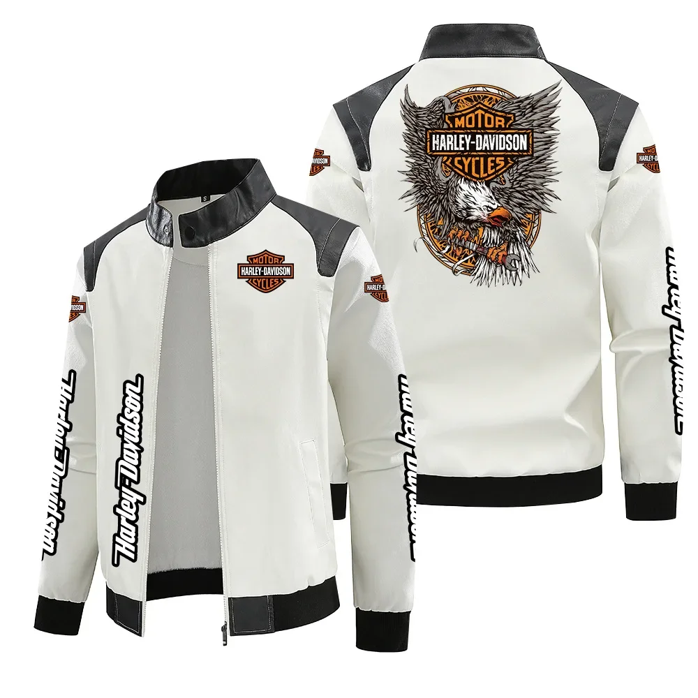 سترة دراجات نارية جديدة بطباعة هارلي ديفيدسون للخريف والشتاء، سترة جلدية صناعية دافئة للرياضات الخارجية مقاومة للماء سترة دراجات نارية جديدة بطباعة هارلي ديفيدسون للخريف والشتاء، سترة جلدية صناعية دافئة للرياضات الخارجية مقاومة للماء