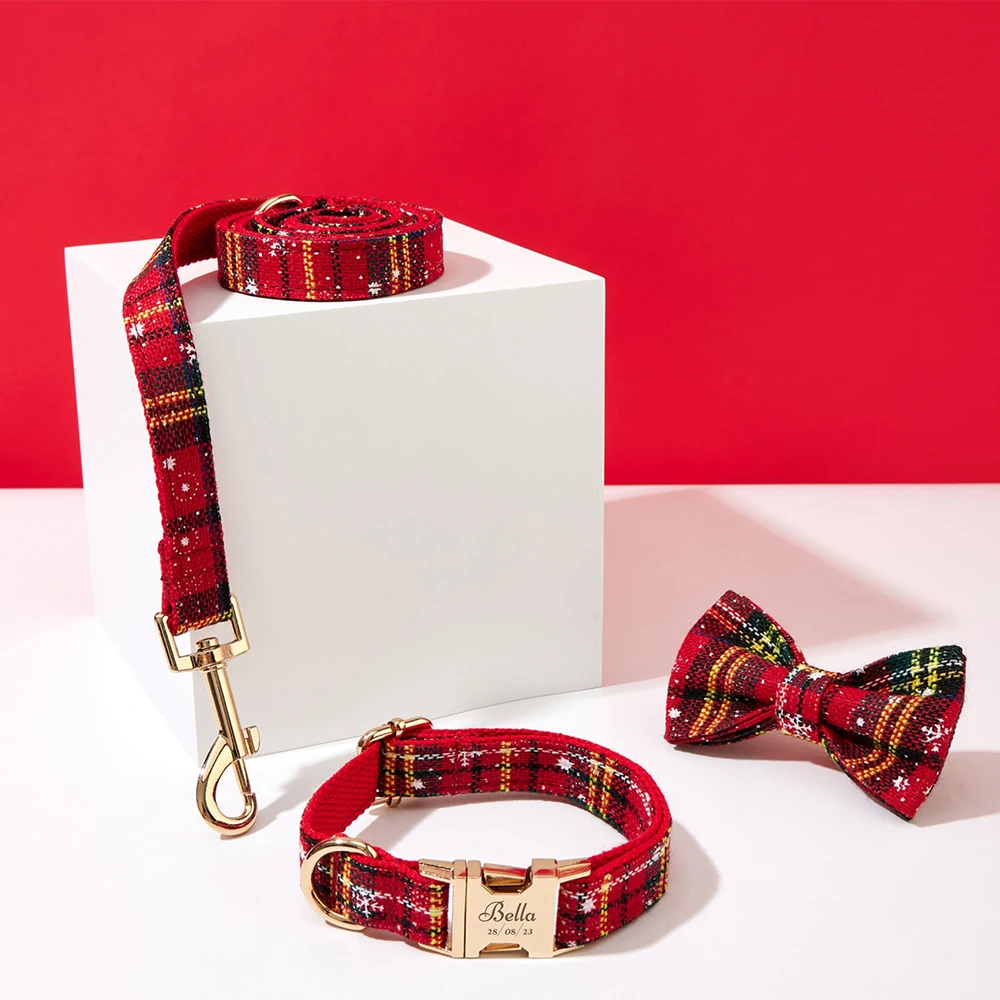Personalized Red Plaid Pet Collar with Bowknot, Free Engraving ID Name Tag, Custom Knit Collar, Pet Accessories
Personalized Red Plaid Pet Collar with Bowknot, Free Engraving ID Name Tag, Custom Knit Collar, Pet Accessories