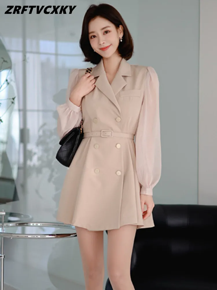 ZRFTVCXKY Women Office Simple Lapel Lace Up Party Dress Korean Fashion Elegant Double Breasted A-Line Dresses Vestidos Spring
ZRFTVCXKY Women Office Simple Lapel Lace Up Party Dress Korean Fashion Elegant Double Breasted A-Line Dresses Vestidos Spring