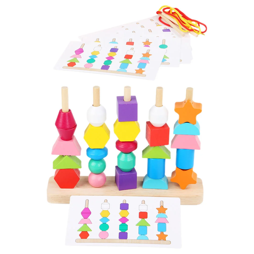 Set of Column Toys Kid Lacing Beads Stacking Block Rope Funny Wooden Child Color Sorter
Set of Column Toys Kid Lacing Beads Stacking Block Rope Funny Wooden Child Color Sorter