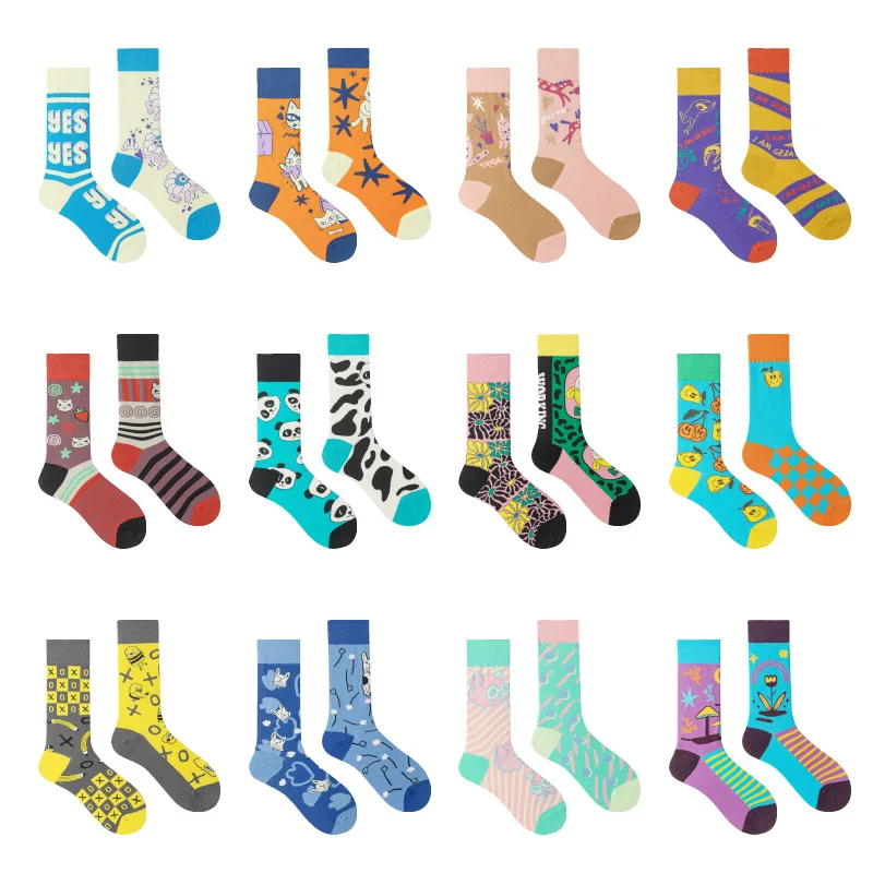 

Bestselling Original Design AB Pattern Cotton Socks Asymmetric Mandarin Duck Design Versatile Ins Mid-calf Socks