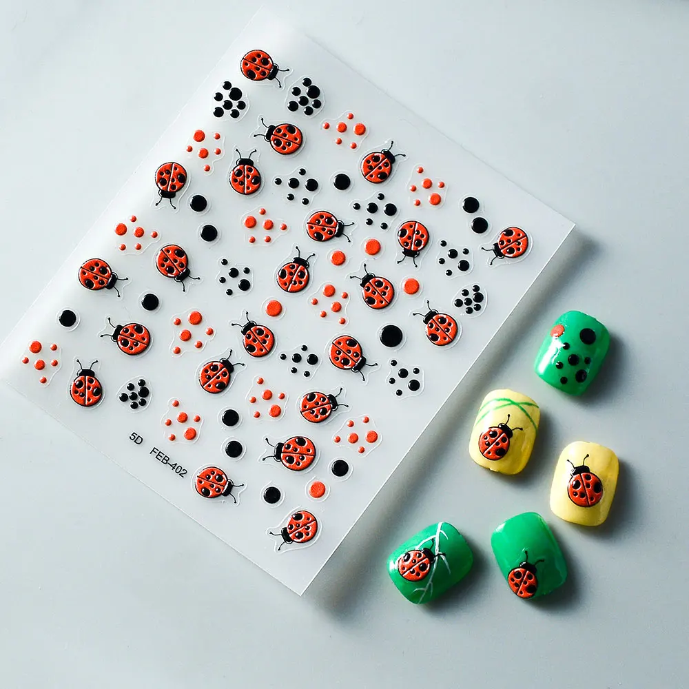 Ladybug 5D Nail Stickers Decals Foils Sliders Back Glue Nail Stickers Nail Supplies
Ladybug 5D Nail Stickers Decals Foils Sliders Back Glue Nail Stickers Nail Supplies