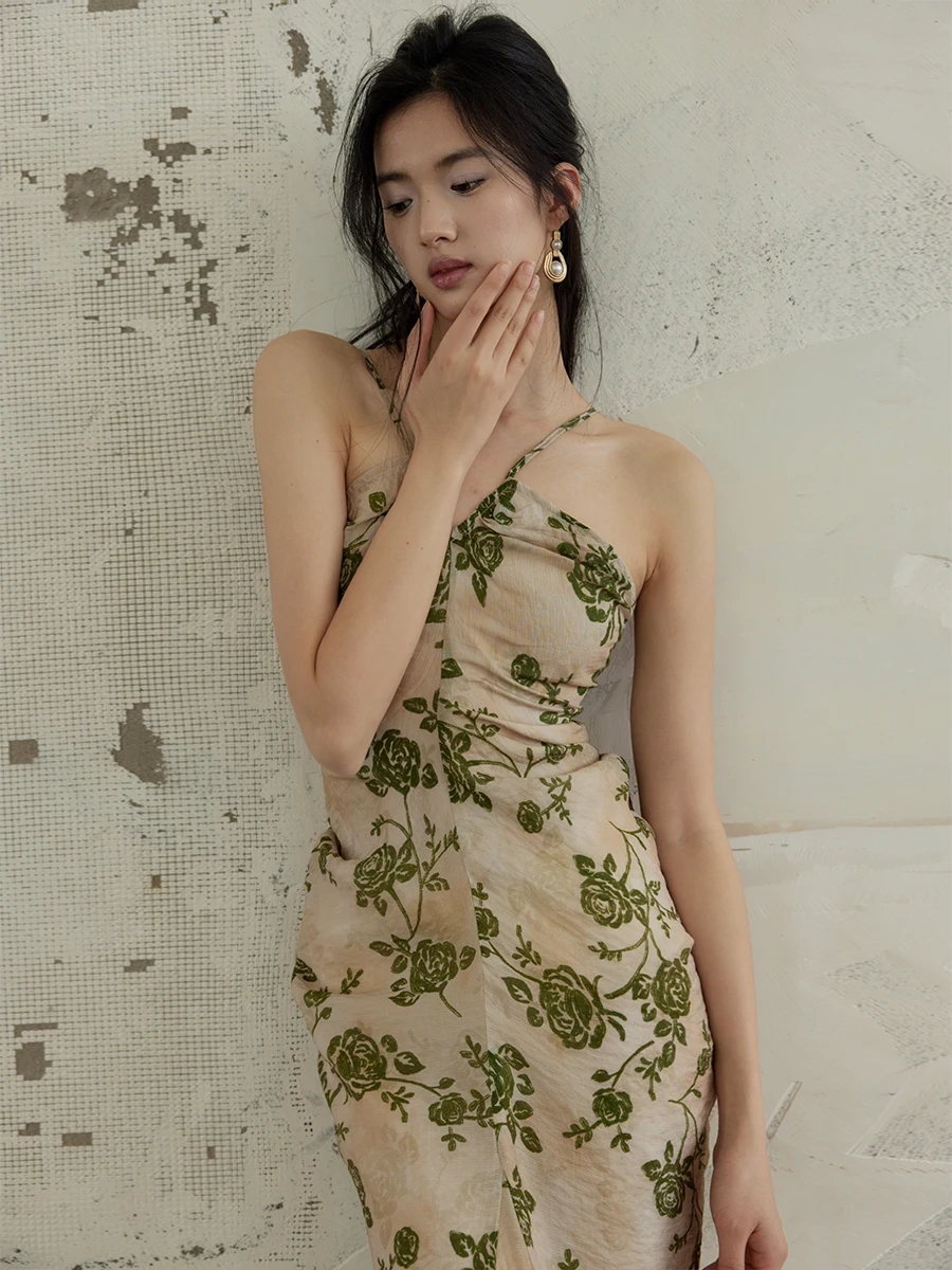 Женское платье на бретелях с принтом, облегающее праздничное платье в стиле ретро с эффектом потертости и лямкой на шее 
Женское платье на бретелях с принтом, облегающее праздничное платье в стиле ретро с эффектом потертости и лямкой на шее