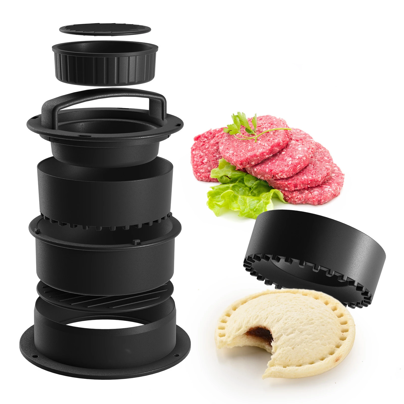 

Hamburger Meat Press Maker Beef Grill Pie Press Mould Maker Non-Stick Stuffed Burger Patties Abs Round Shape Kitchen Accessories