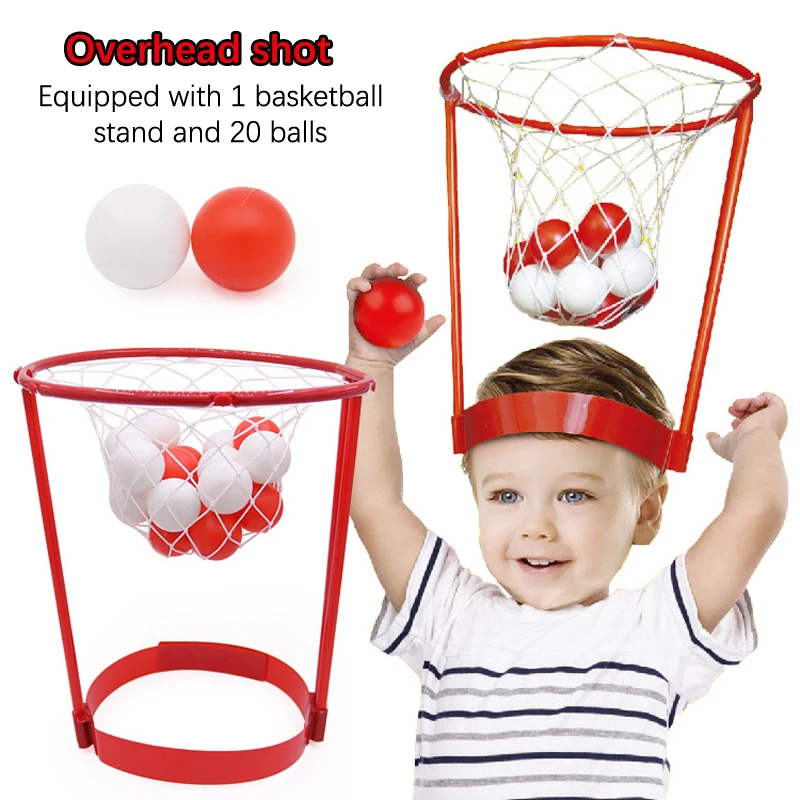 

2023New 1Pack Head Hoop Basketball Party Game For Kids And Adults Carnival Game Adjustable Basketball Net Headband With 20 Balls