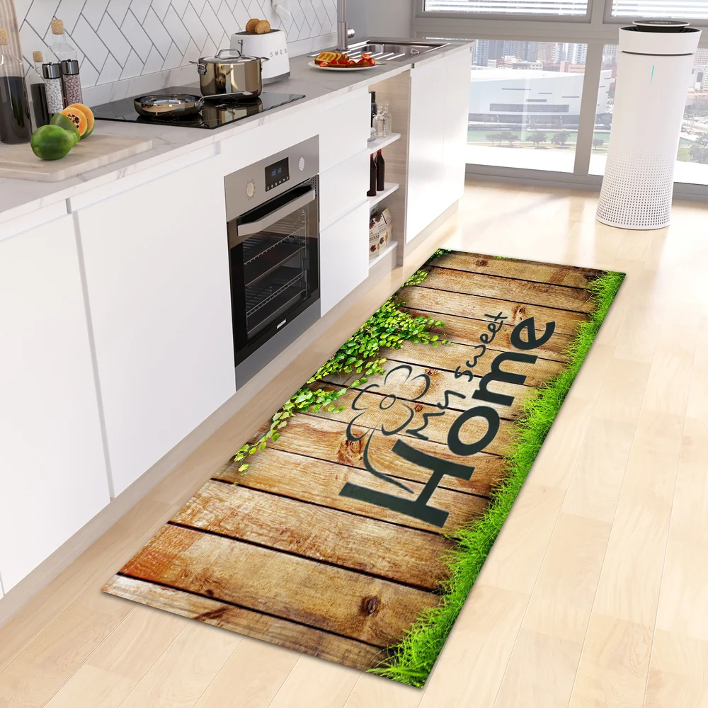 

Custom Kitchen Rug Entrance Doormat Wood Grain Living Room Floor Balcony Anti-Slip Foot Mat Home Hallway Bedroom Decor Carpet