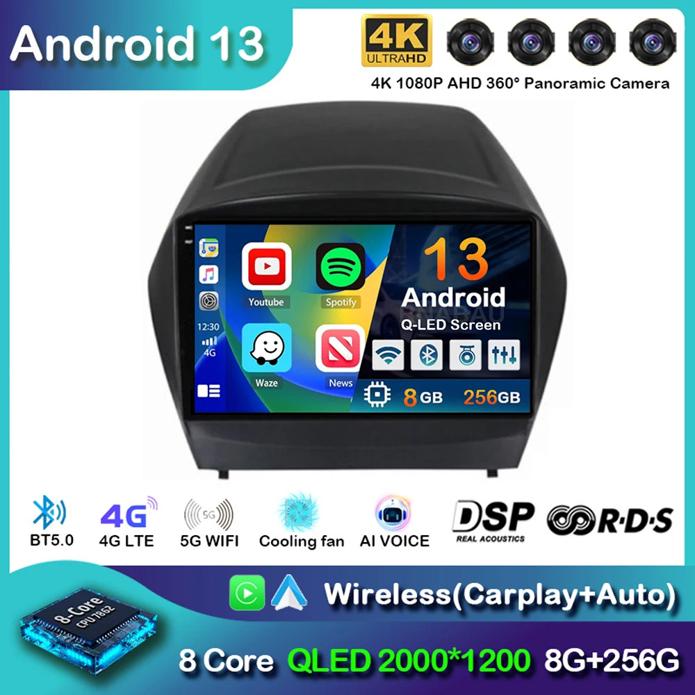 

Android 13 Carplay Auto WIFI+4G Car Radio For Hyundai Tucson 2 LM IX35 2009-2015 Multimedia Video Player Navigation GPS DSP 2din