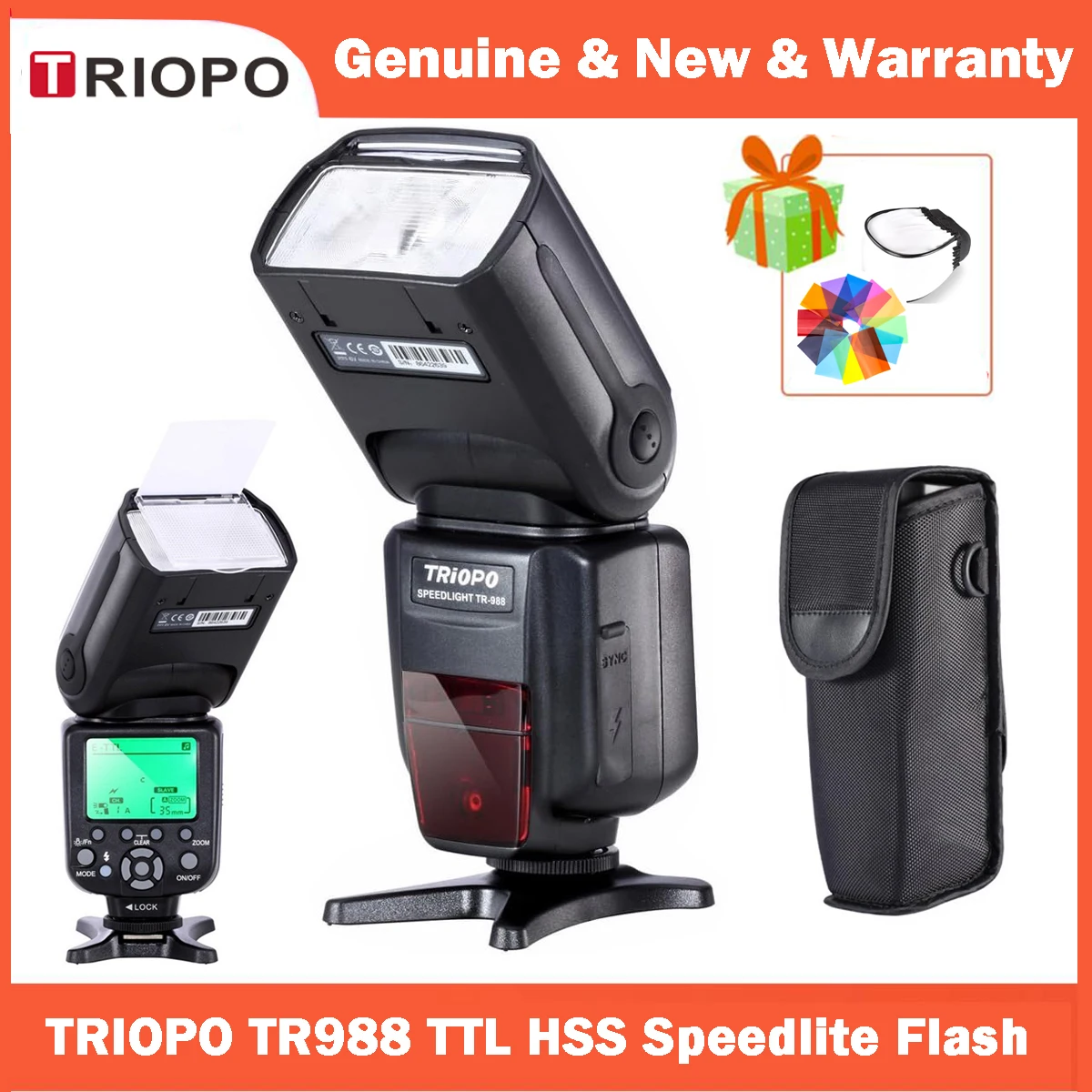 

Triopo TR-988 II TTL High Speed Sync Professional Camera Flash Speedlite for Canon Nikon 6D 60D 550D 600D Digital SLR Cameras