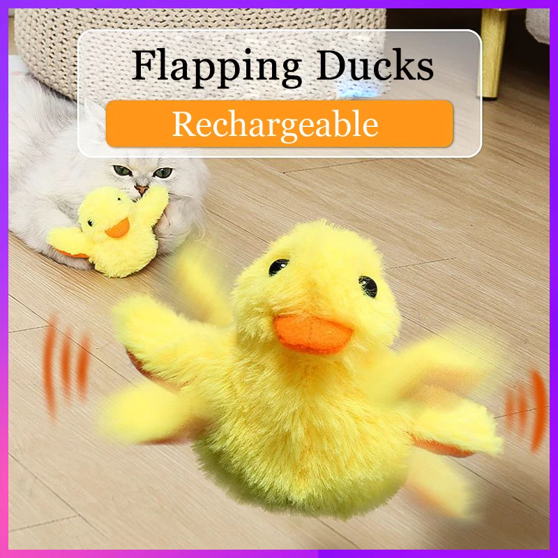 

Flapping Duck Cat Toys Interactive Electric Bird Toys Washable Cat Plush Toy With Catnip Vibration Sensor Cats Game Toy Kitten