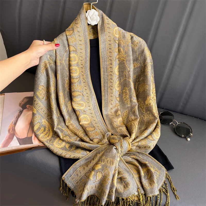 Luxury Pashmina Silk Scarf Shawl Wrap Paisley Jacquard Flowers Borders Layers Reversible Classic Tassels For Women 70X190cm 47 Mallzona S9ae949cbb52340618b9654b8e17ab0642 Luxury Pashmina Silk Scarf Shawl Wrap Paisley Jacquard Flowers Borders Layers Reversible Classic Tassels For Women 70X190cm Mallzona