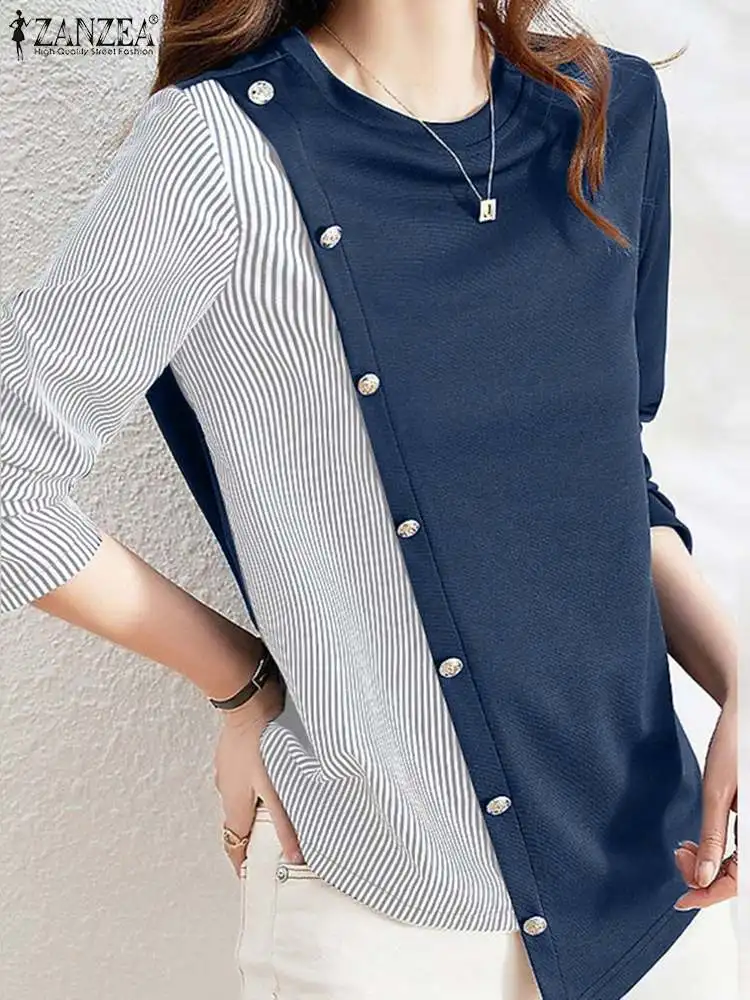 ZANZEA Women Stripe Patchwork Shirt Caual Loose Buttons Blouse 2023 Autumn Round Neck Top Fashion Long Sleeve Asymmetrical Tunic
ZANZEA Women Stripe Patchwork Shirt Caual Loose Buttons Blouse 2023 Autumn Round Neck Top Fashion Long Sleeve Asymmetrical Tunic