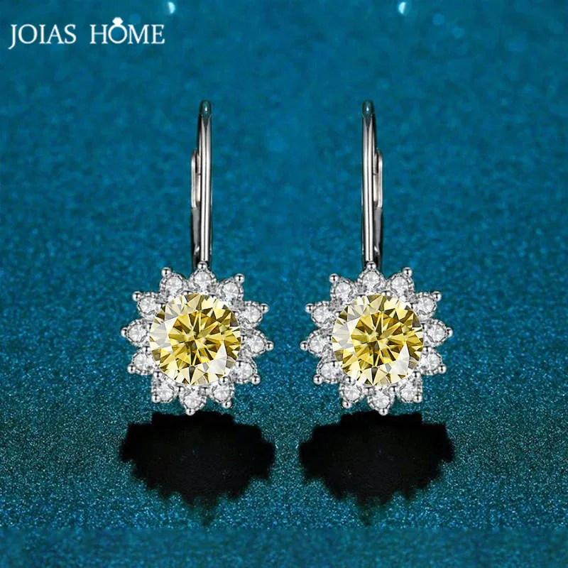 

JOIAS HOME Silver 925 1ct D Colorful Moissanite Women's Jewel Earrings, Fashionable and Elegant, as a Couple Commemorative Gift