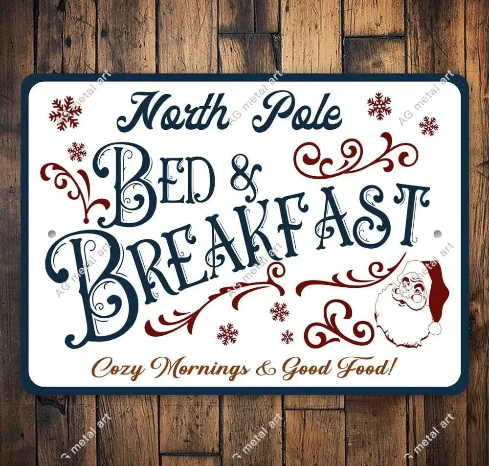 

Breakfast Retro Metal Tin Sign Print Wall Art for Home Living Room Outdoor or Indoor Wall Decor Gift Christmas Poster