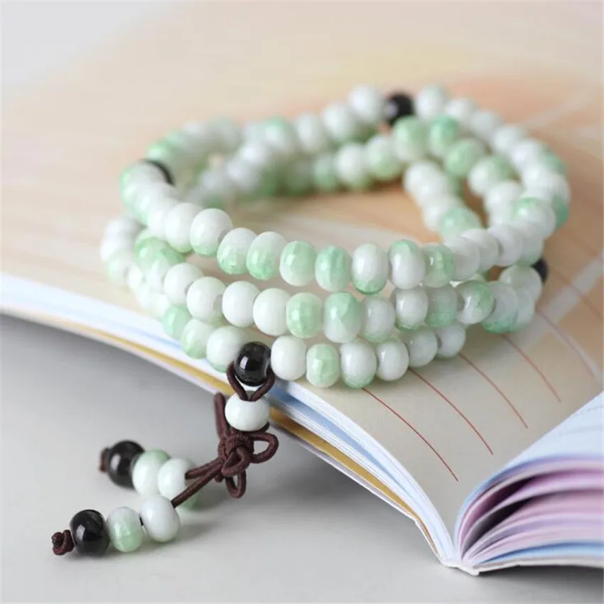 

8mm Green Ceramics Bracelet Office Wear Trendy Wrap Everyday Beaded Custom Casual Bohemian Party Minimalist Formal Link Charm