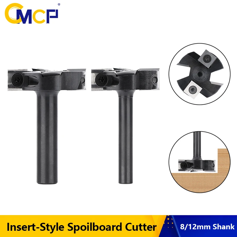 

CMCP 4-Flute Spoilboard Surfacing Router Bits,8 12mm Shank Wood Planer Bit with Insert,Carbide Slab Flattening Milling Cutter