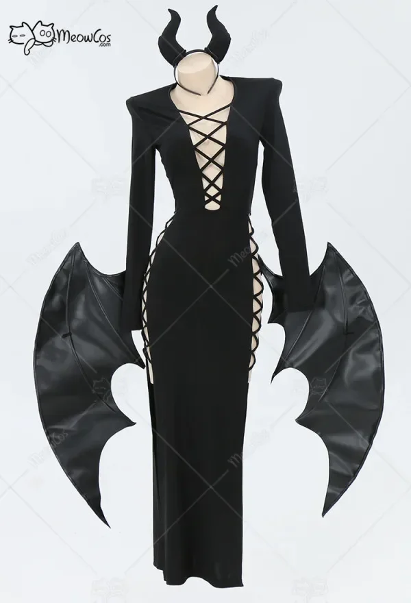 Meowcos Women's Gothic Vintage Succubus Style Dress Black Halloween Dress with Removable Wings for Halloween Cosplay Costumes
Meowcos Women's Gothic Vintage Succubus Style Dress Black Halloween Dress with Removable Wings for Halloween Cosplay Costumes
